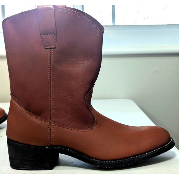 Vintage 80\'s Technics Western Boots Men\'s 12D Cognac 10\